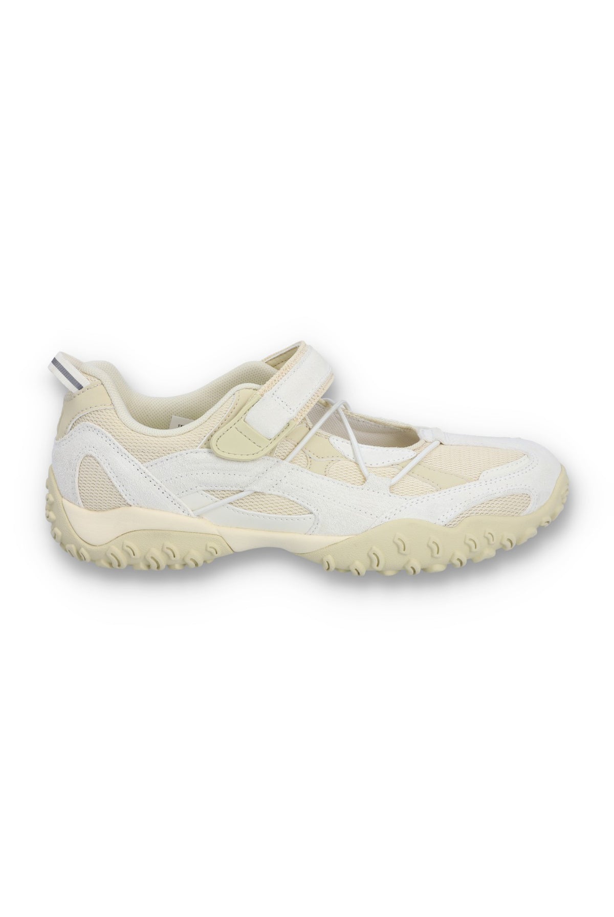 White and beige shoe on a white background