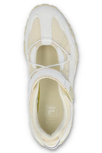 White sneaker with mesh design on a white background