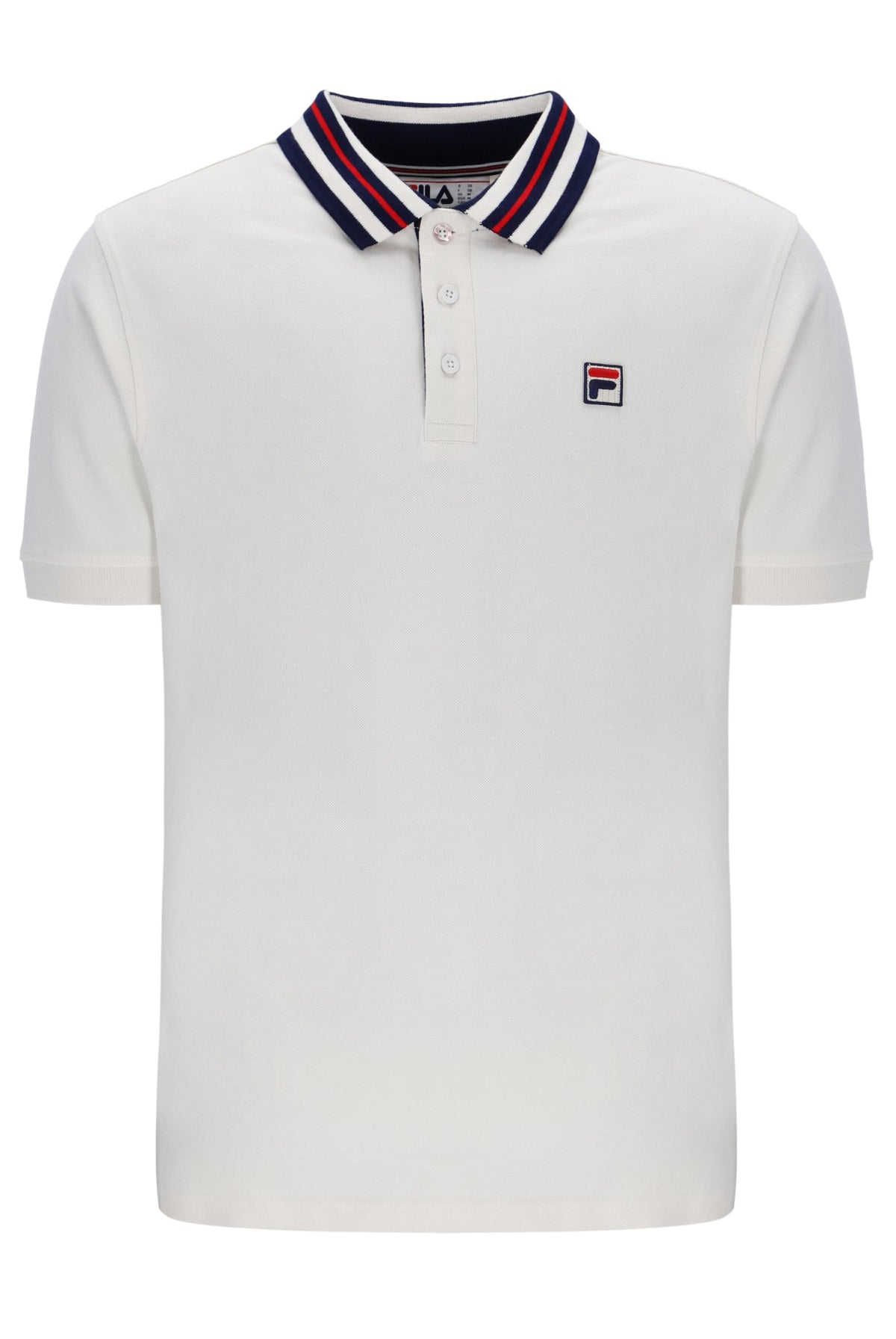 Displays the Gardenia 'FILA' branded Achille Heritage Tape Basic Polo