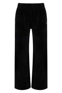 Displays Black & Gardenia 'FILA' branded Angel Velour Wide Leg Pant