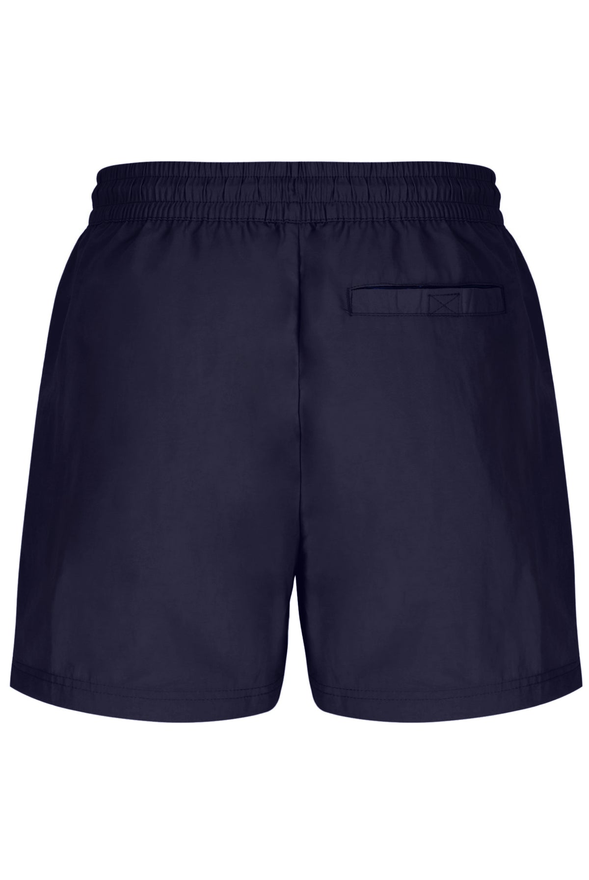 A person wearing black Artoni Swim Shorts with a drawstring waistband and the FILA logo on the leg, paired with white socks and grey sneakers.