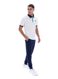 White BB1 Classic Vintage Striped Polo