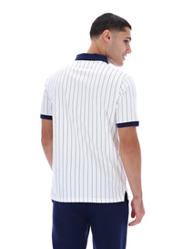White BB1 Classic Vintage Striped Polo