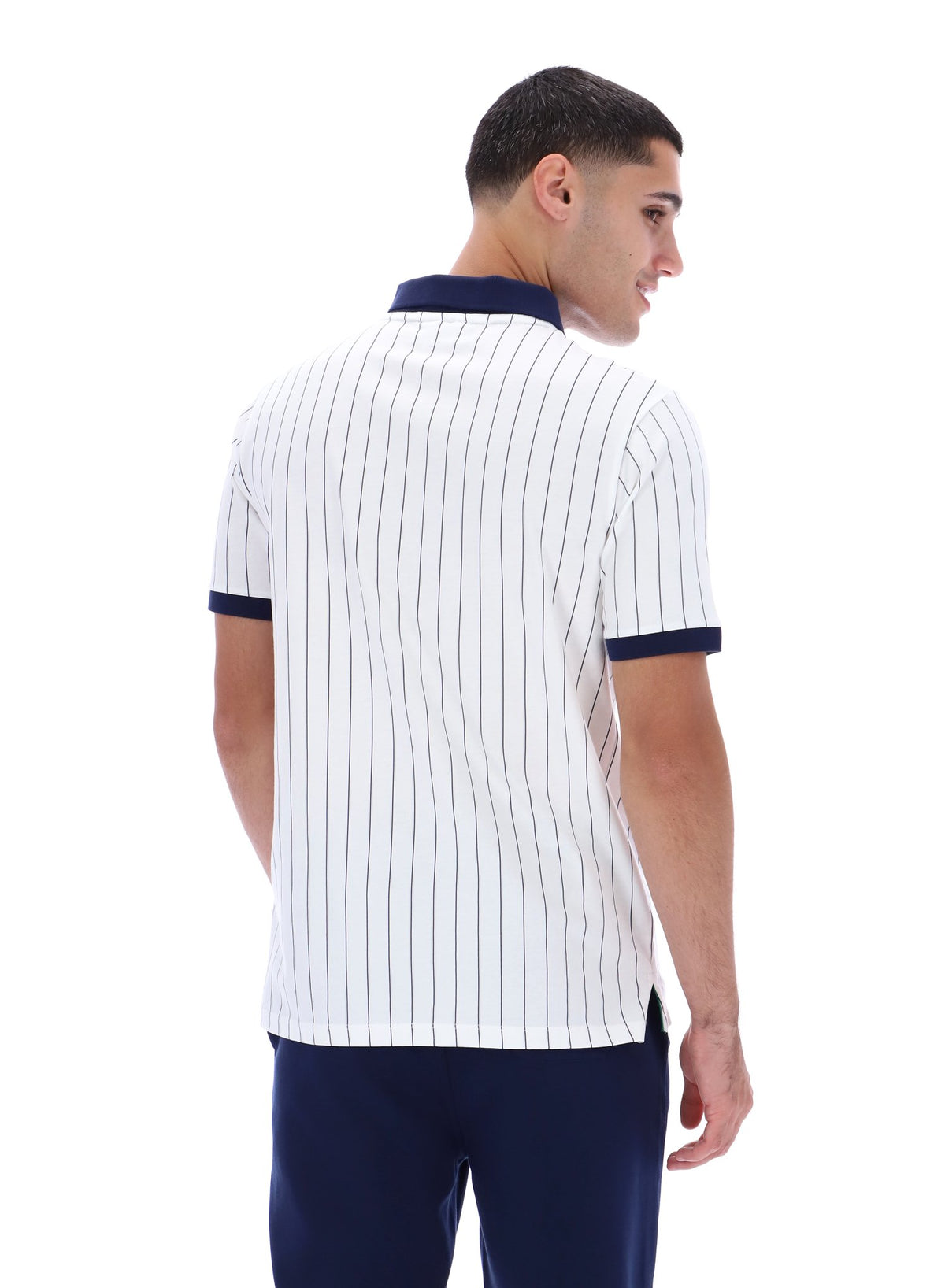 White BB1 Classic Vintage Striped Polo