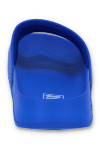 Blue FILA slider on a white background