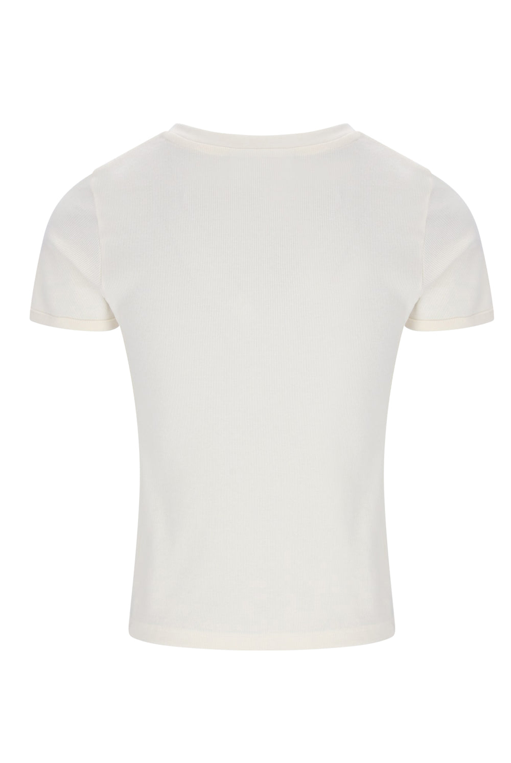 Displays the Gardenia 'FILA' branded Berta Fitted V Neck Top