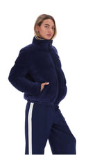 Fila Navy Brandy Cosy Ribbed Velour Puffa Jacket