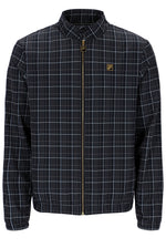 Black Brio Printed Check Biker Neck Jacket