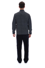 Black Brio Printed Check Biker Neck Jacket