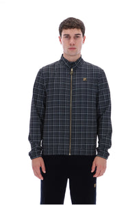 Black Brio Printed Check Biker Neck Jacket