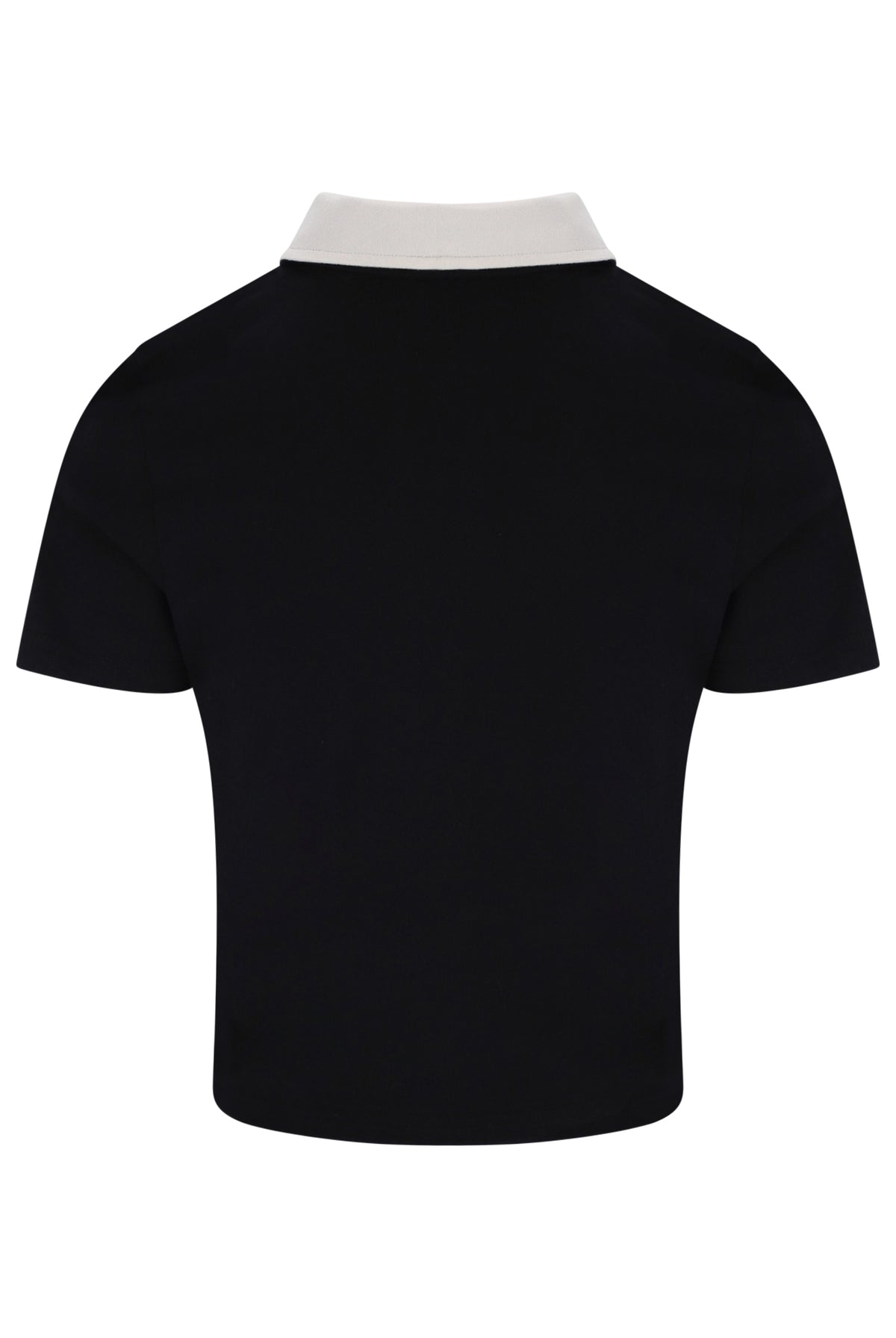 Displays the Black & Gardenia 'FILA' branded Callie Fitted Iconic Polo