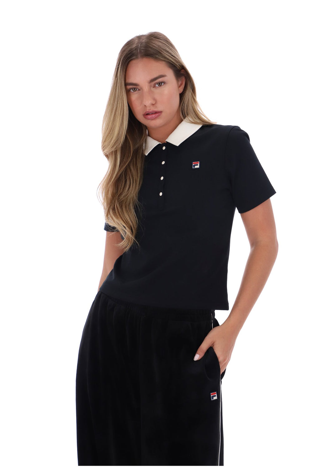 Black Callie Fitted Iconic Polo