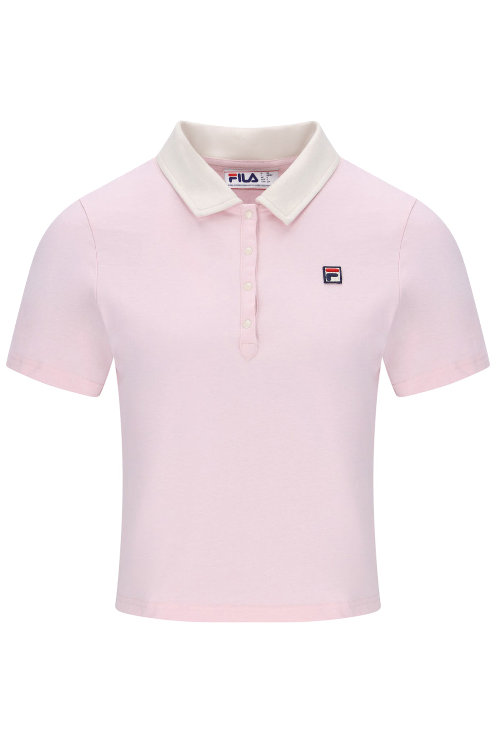 Displays Pale Lilac 'FILA' branded Callie Fitted Iconic Polo