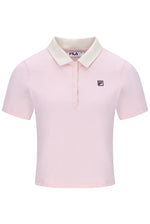 Displays Pale Lilac 'FILA' branded Callie Fitted Iconic Polo