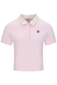 Displays Pale Lilac 'FILA' branded Callie Fitted Iconic Polo