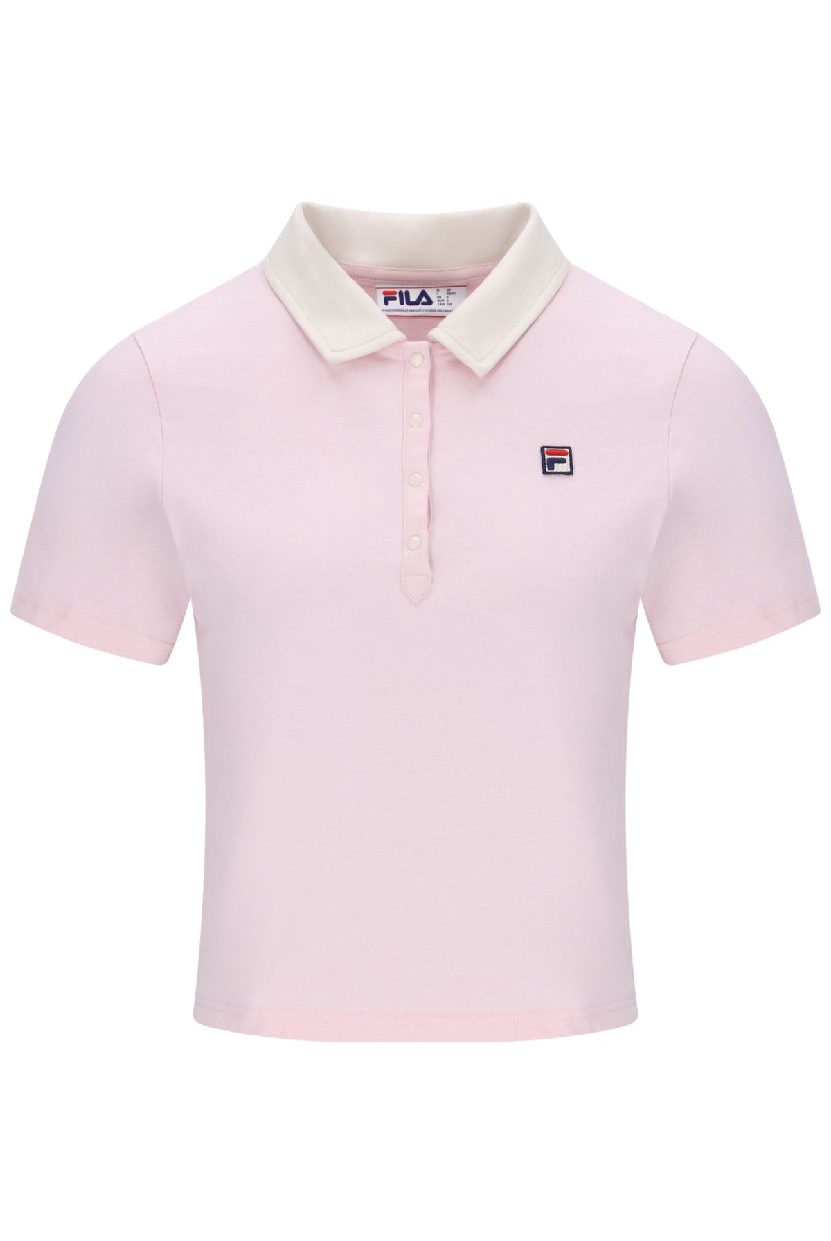 Displays Pale Lilac 'FILA' branded Callie Fitted Iconic Polo