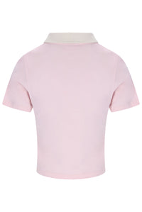Displays Pale Lilac 'FILA' branded Callie Fitted Iconic Polo