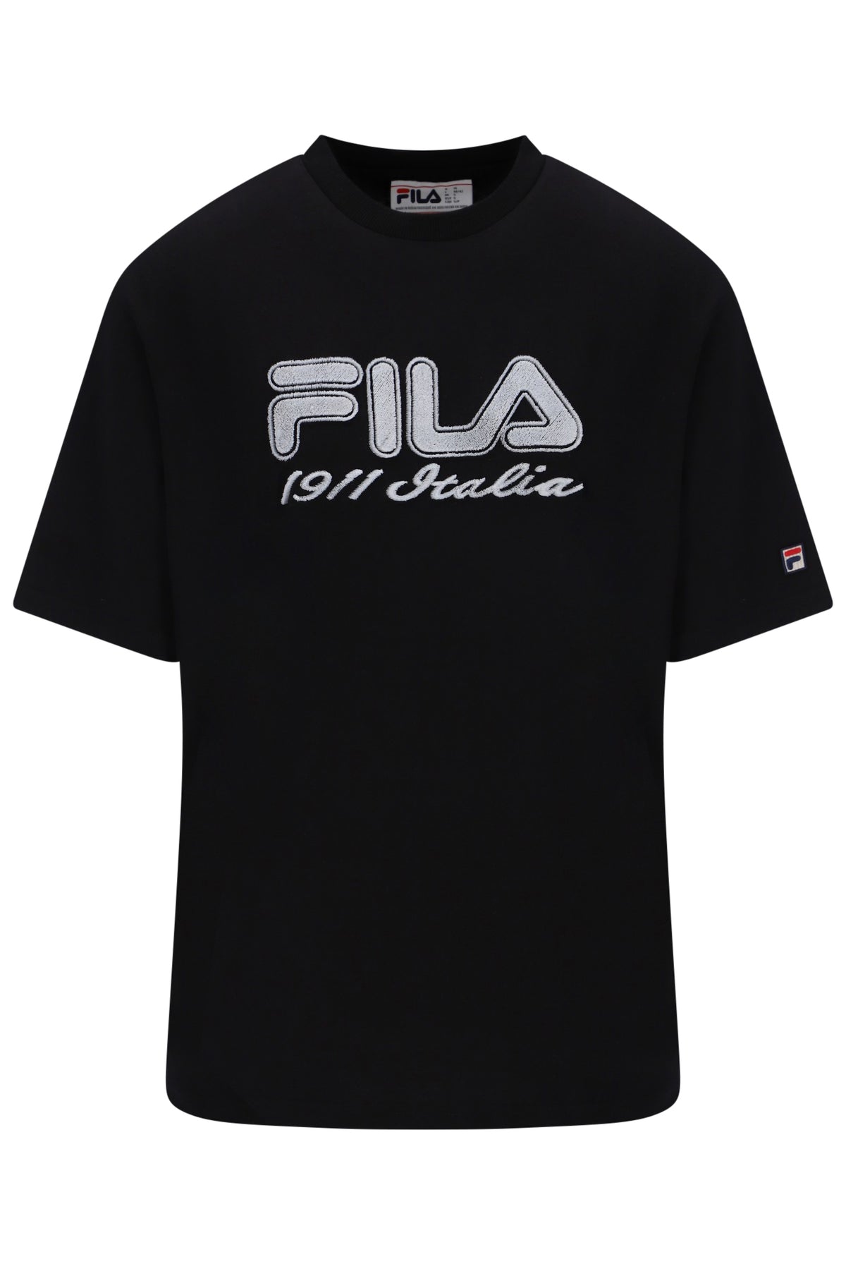 Displays the Black 'FILA' branded Carly Boyfriend T-Shirt