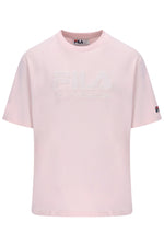 Displays the Pale Lilac 'FILA' branded Carly Boyfriend T-Shirt