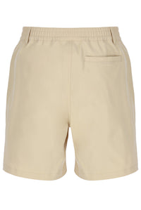 Displays the Classic Beige 'FILA' branded Caruso Chino Shorts