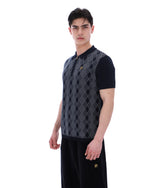 Castello Jacquard Knitted Polo with Zip