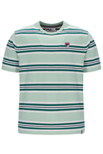 Green and white striped t-shirt with Fila logo on a white background