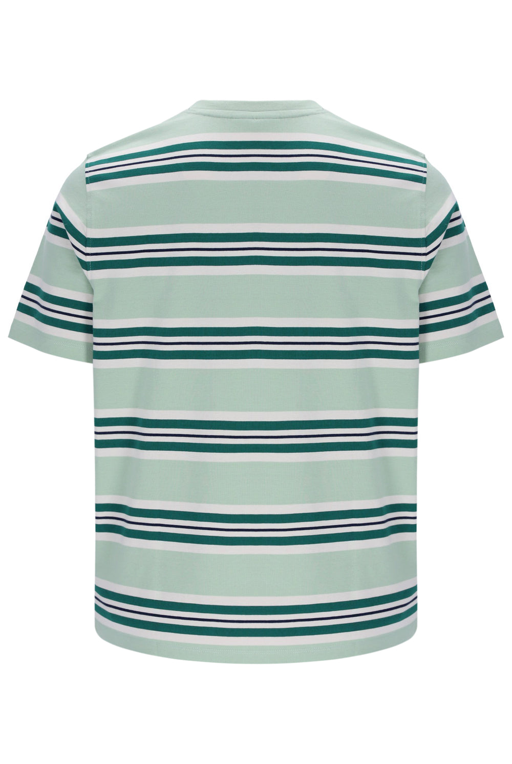 Green and white striped t-shirt on a white background