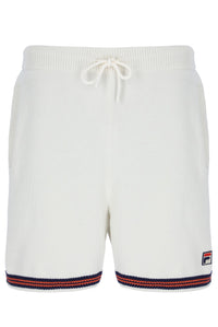White shorts with a brand logo on a white background