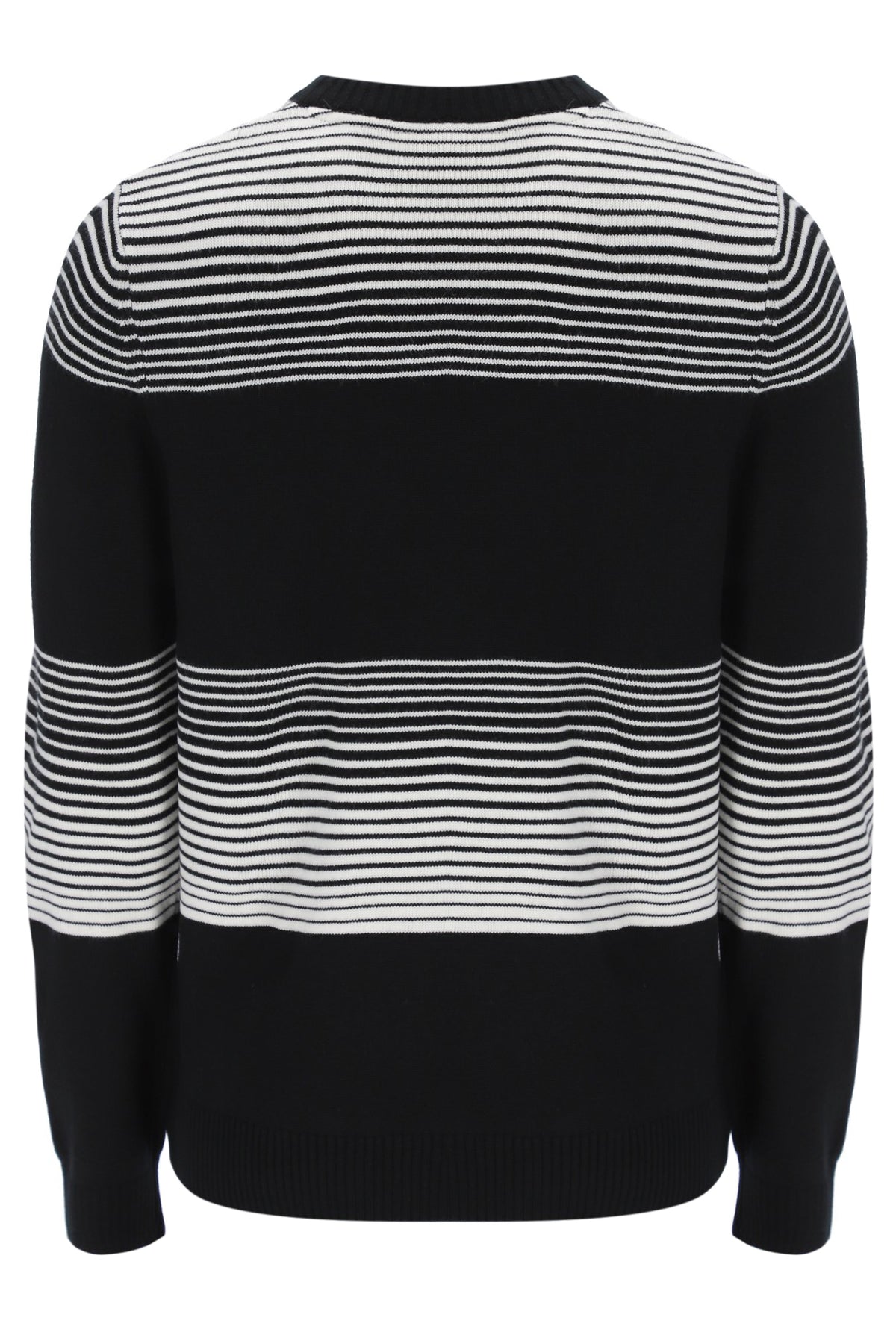 Displays the Black 'FILA' branded Connor Striped Knit Crew Neck