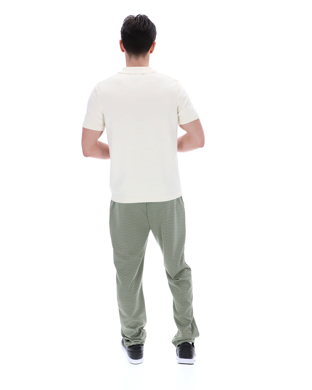 Denny Diamond Knit Open Collar Polo