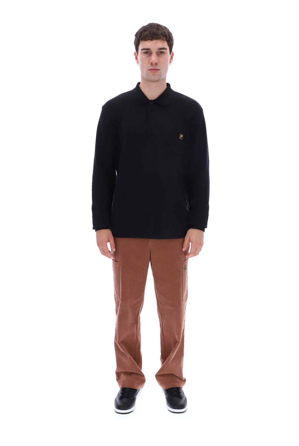 Black Dino Long Sleeve Polo
