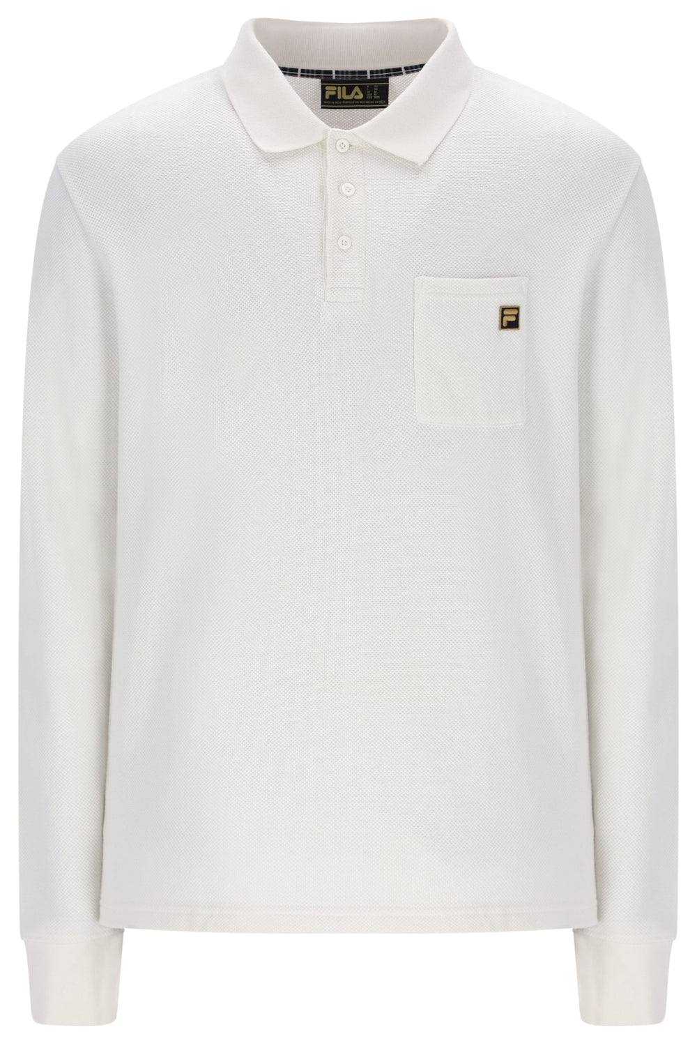 White Down Dino Long Sleeve Polo