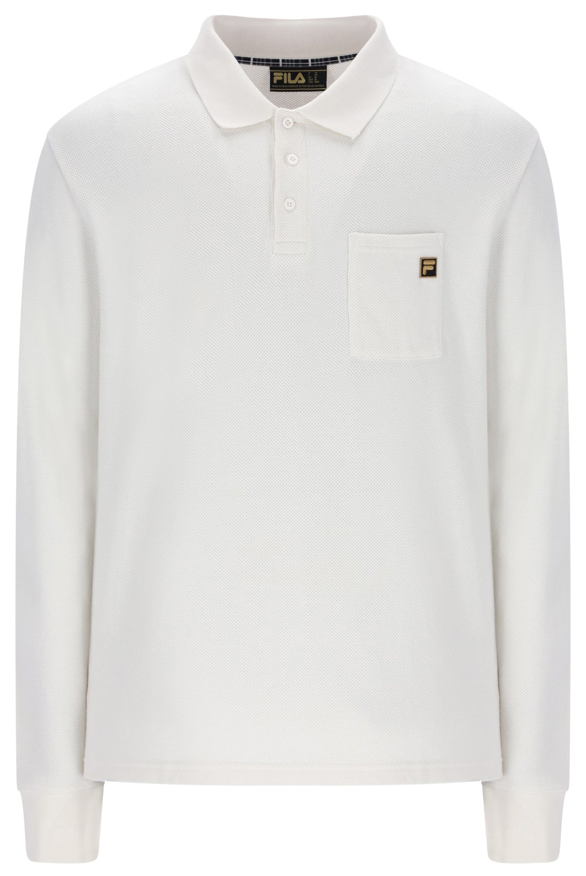 White Down Dino Long Sleeve Polo