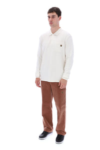 White Down Dino Long Sleeve Polo