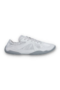 White and silver Fila glio sneaker on a white background
