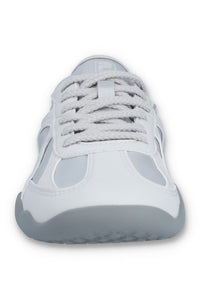 White and silver Fila glio sneaker on a white background