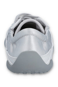 White and silver Fila glio sneaker on a white background