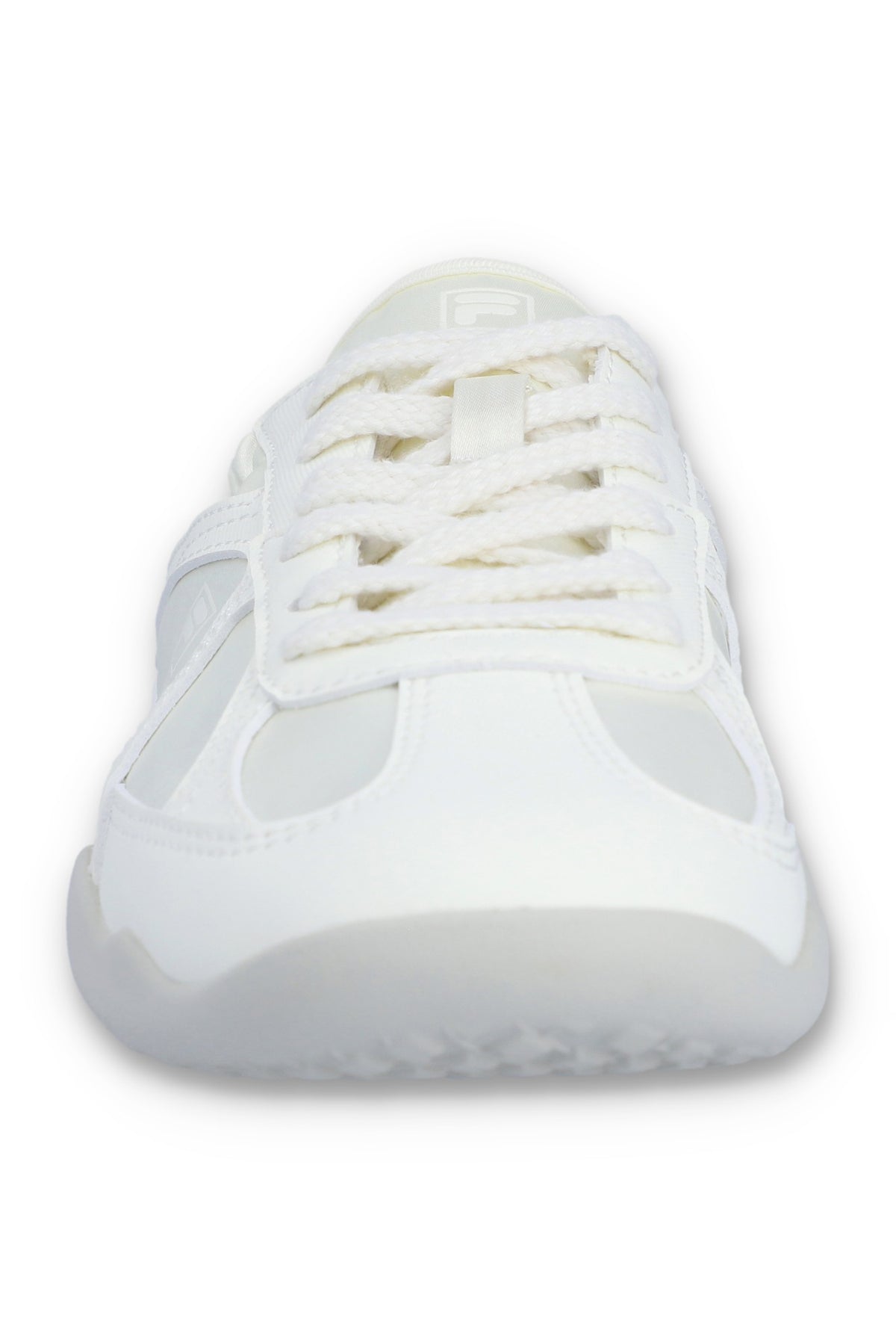 White Fila shoe on a white background.