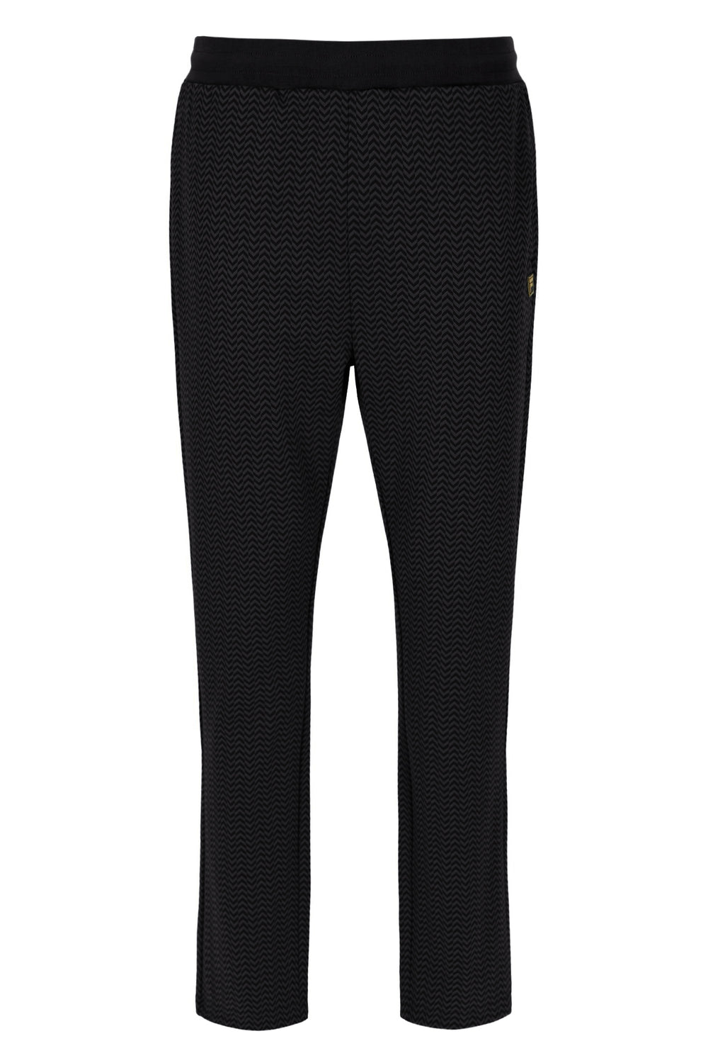 Black textured pants on a white background