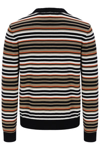 Displays the striped 'FILA' branded Elias Knitted Stripe Crew