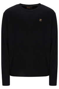 Displays the Black 'FILA' branded Elio Long Sleeve Slub T-Shirt