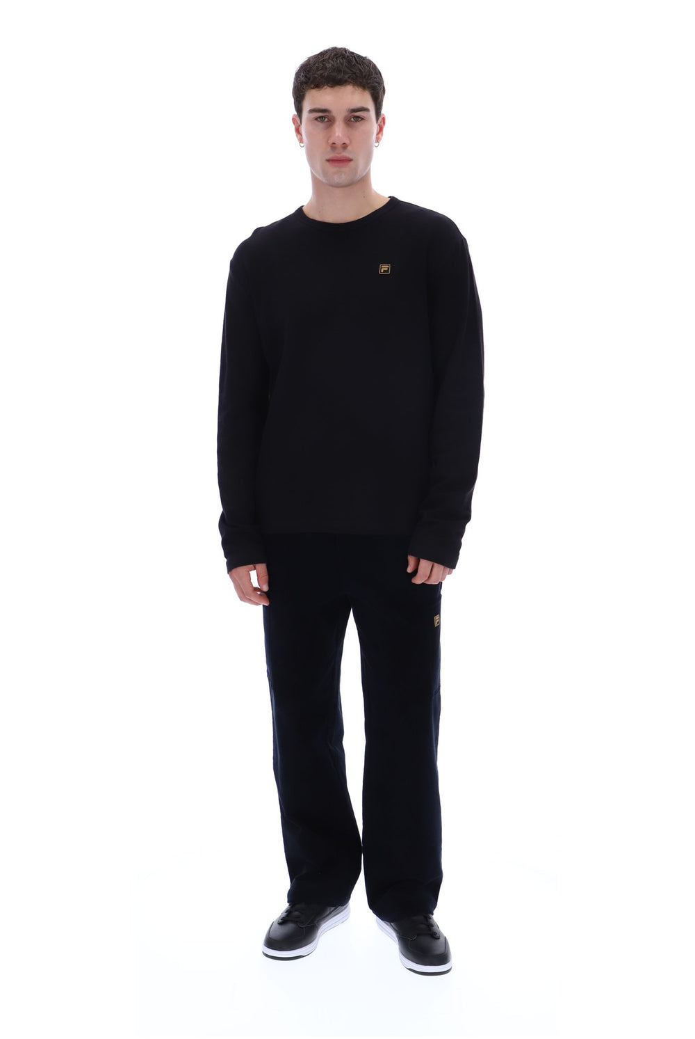Black Elio Long Sleeve Slub T-Shirt