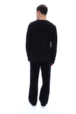 Black Elio Long Sleeve Slub T-Shirt