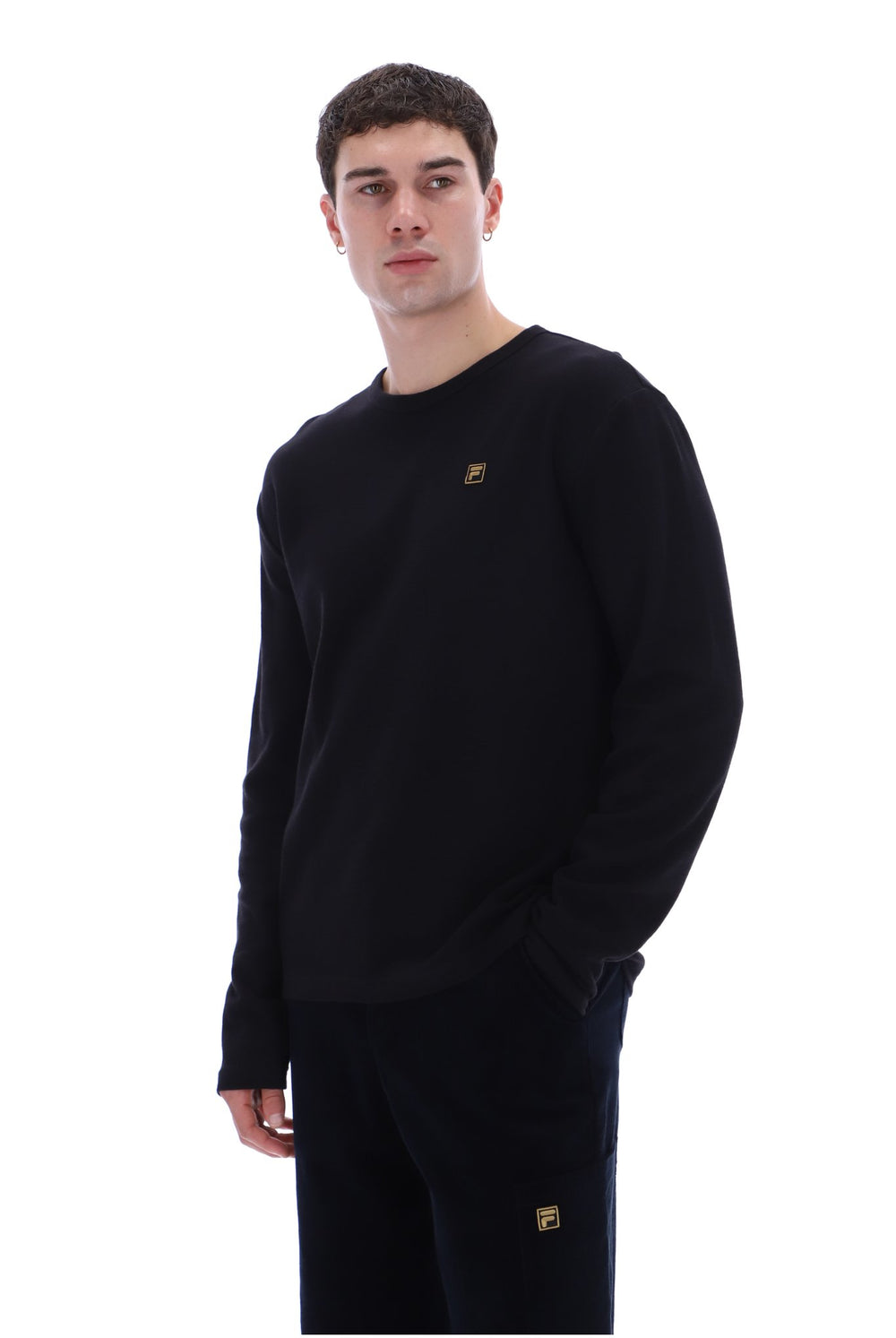 Black Elio Long Sleeve Slub T-Shirt