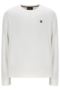 Displays the White 'FILA' branded Down Elio Long Sleeve Slub T-Shirt