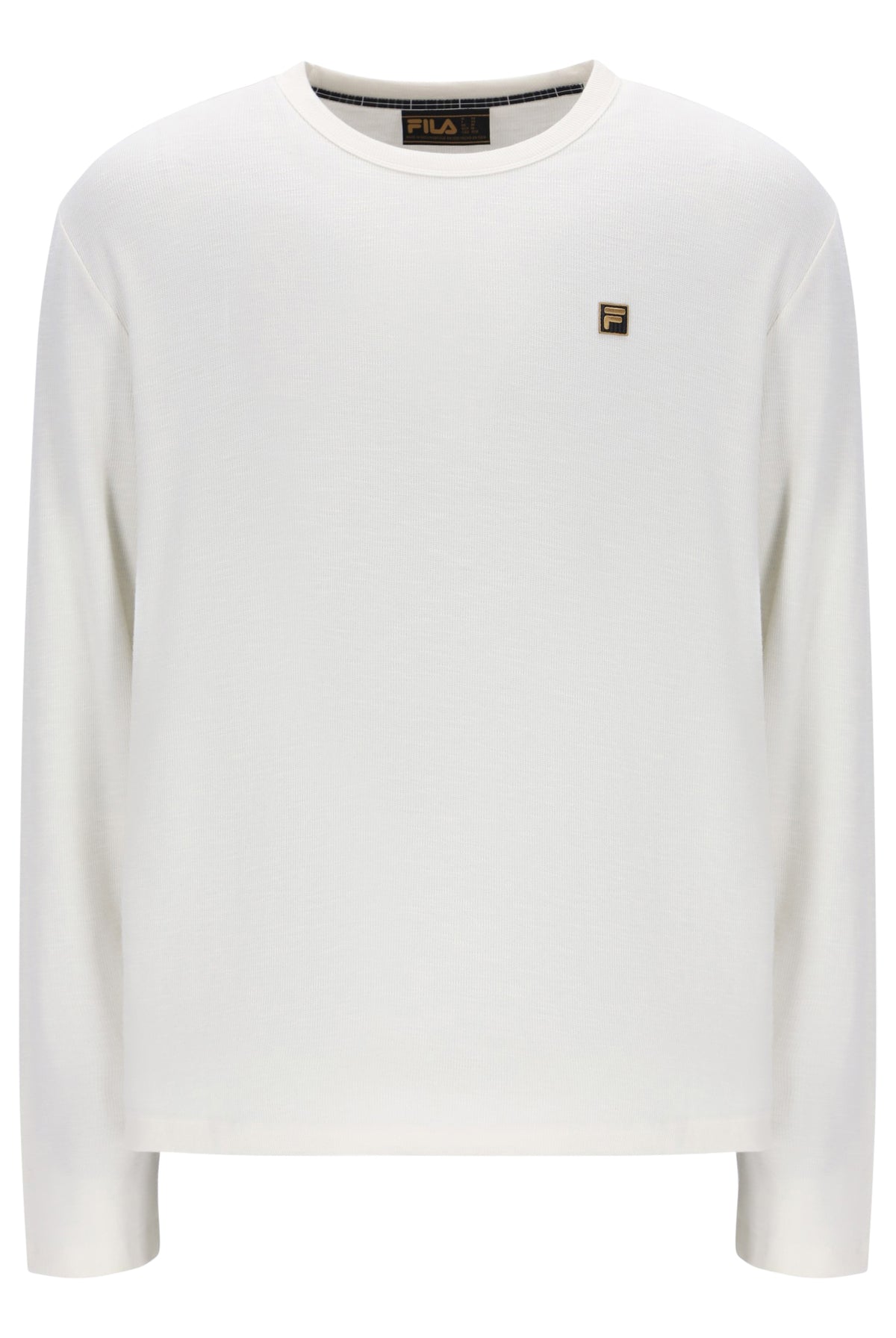 Displays the White 'FILA' branded Down Elio Long Sleeve Slub T-Shirt