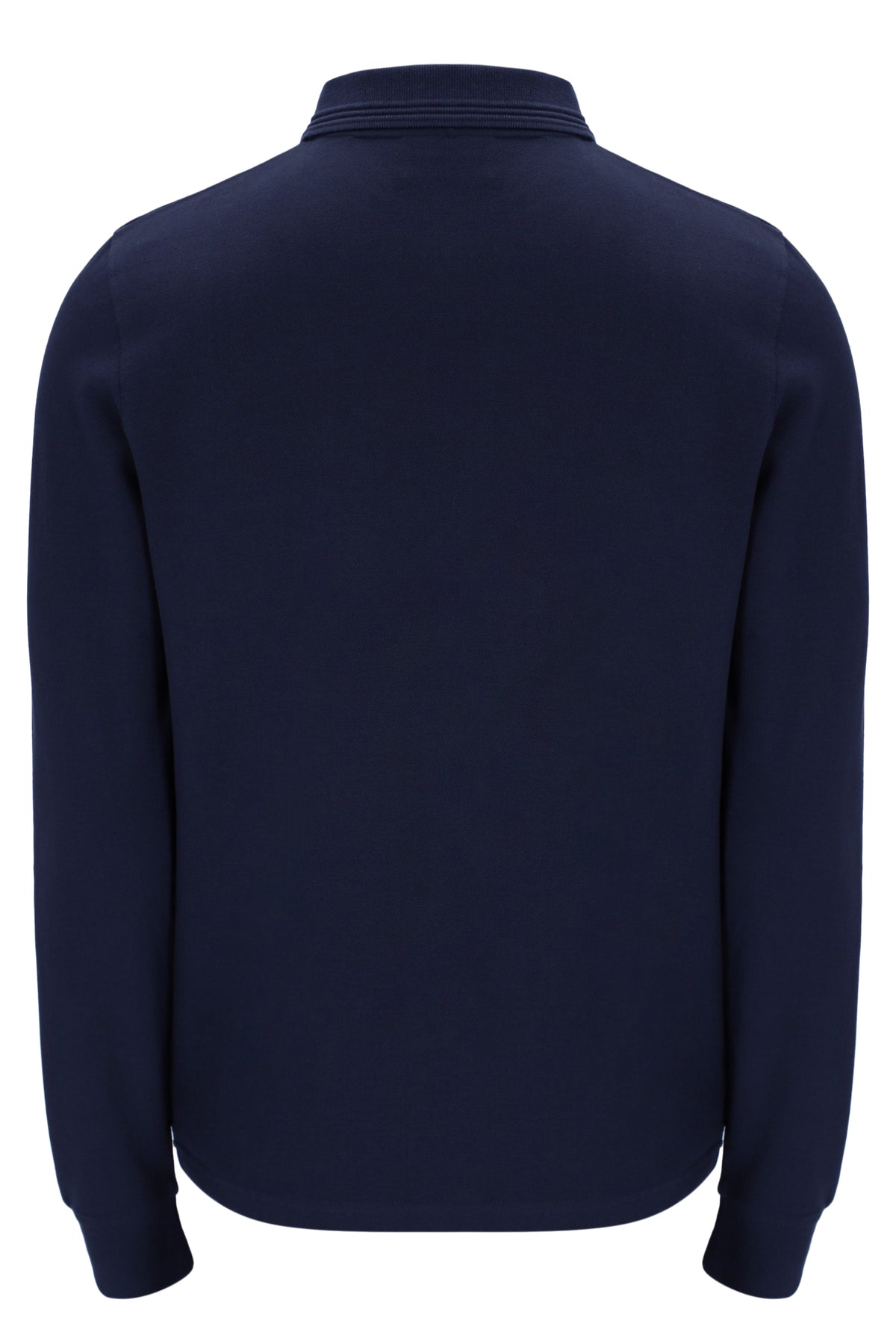 Navy blue long-sleeve shirt on a white background