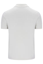 Displays the White 'FILA' branded Down Enzo Knitted Check Zip Polo