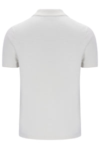 Displays the White 'FILA' branded Down Enzo Knitted Check Zip Polo