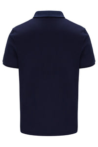 Displays the Navy 'Fila' branded Ettore Zip Polo